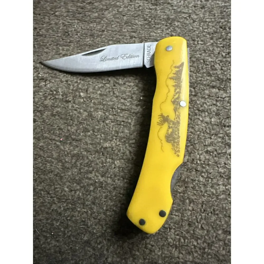 Schrade Uncle Henry Yellow 2-Blade Slipjoint Pocketknife, Stainless Clip Point